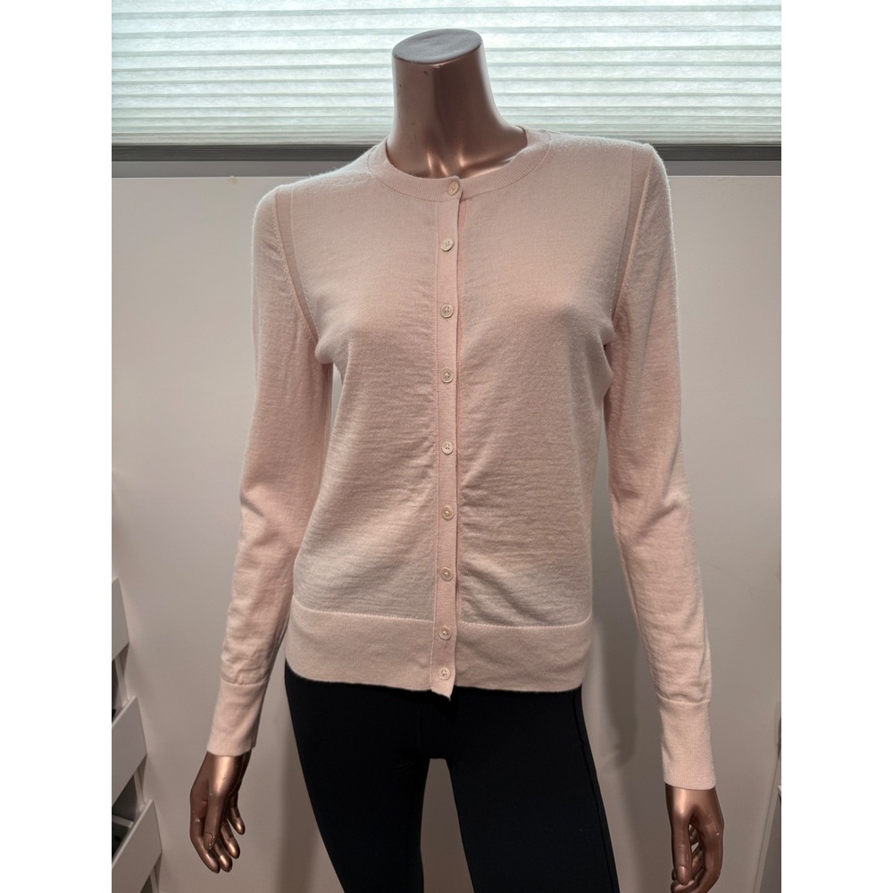Banana Republic Stretch Classic Merino Wool Button Cardigan Sweater Pale Pink/S